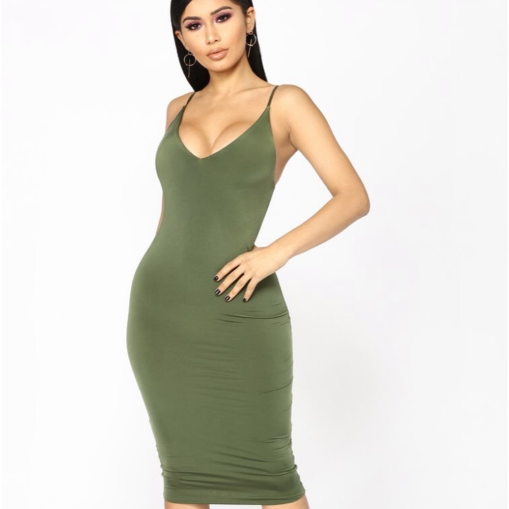 Sexy olive green dress